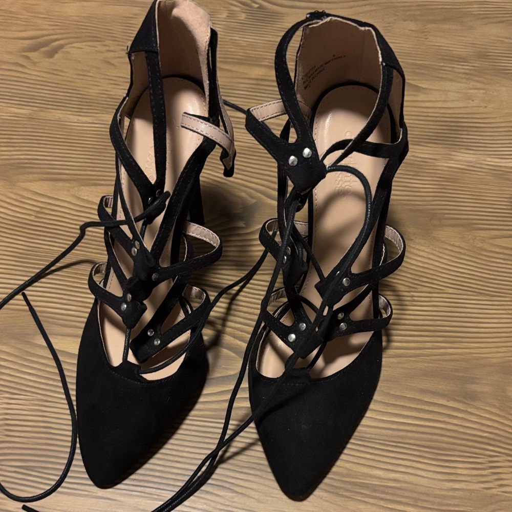 Charlotte Russe Black Strappy Heels